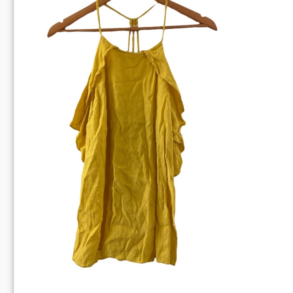 Gianni Bini Ruffle Yellow Strappy Tank Top Blouse